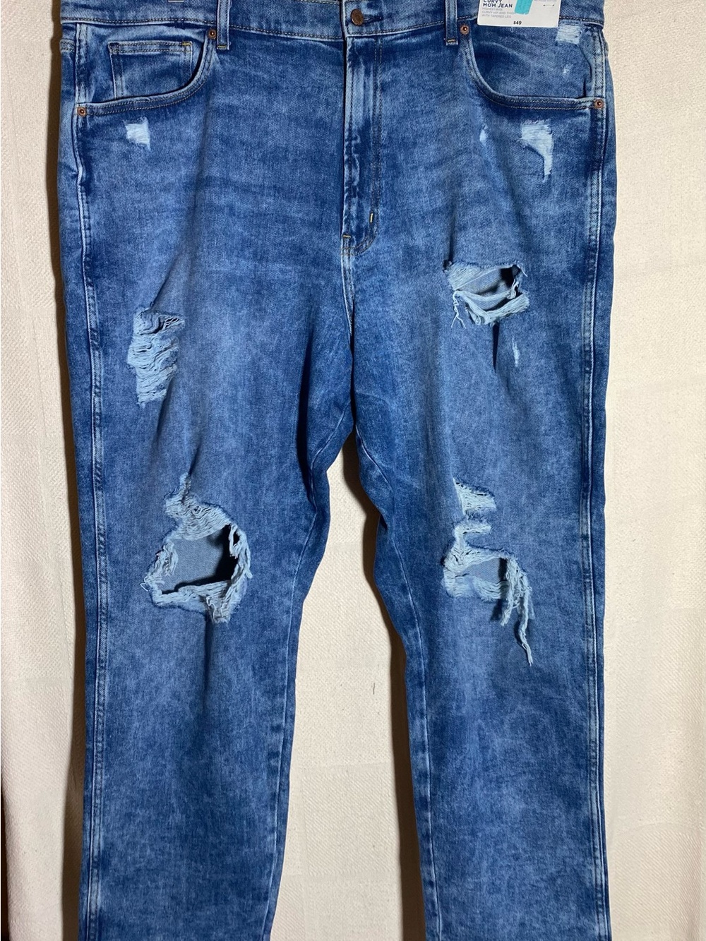Arizona Jean Co. Highest Rise Curvy Mom Jeans - Distressed Medium Wash